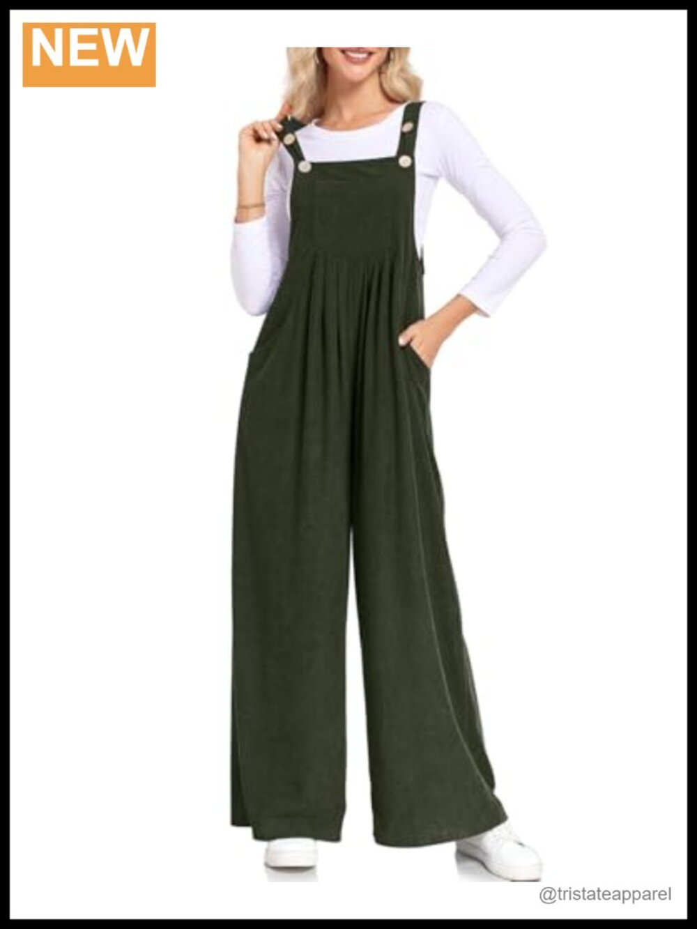 Corduroy Overalls For Women Adjustable Straps Loose Fit Casual